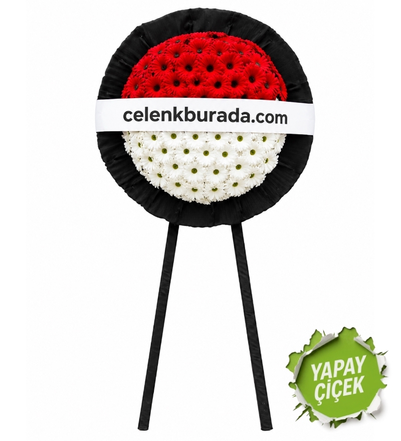 Kırmızı Beyaz Gerbera Cenaze Çelengi