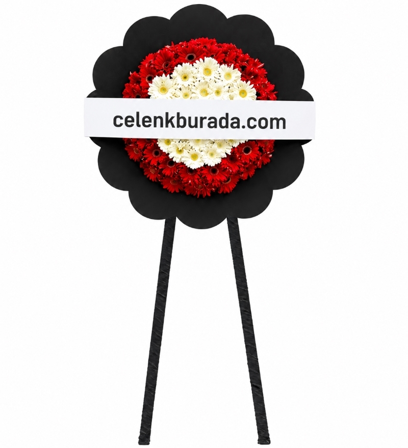Kırmızı Beyaz Gerbera Cenaze Çelengi