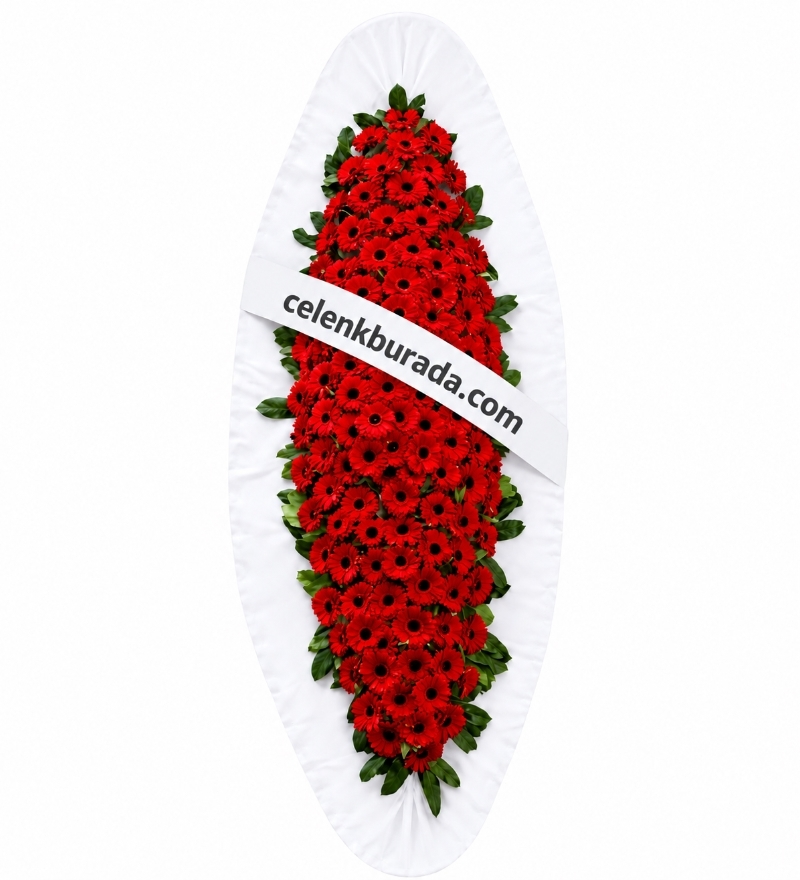 Kırmızı Gerberalarla Gösterişli Çelenk