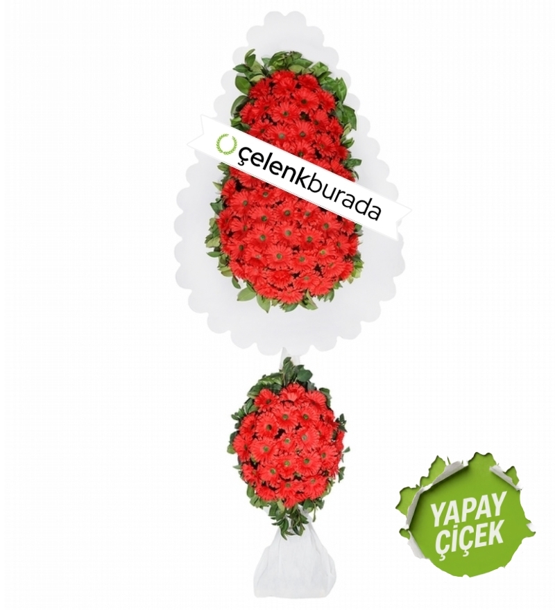 Çift Katlı Kırmızı Gerbera Çelenk